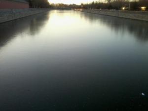 The moat around the Forbidden City lies frozen in late November